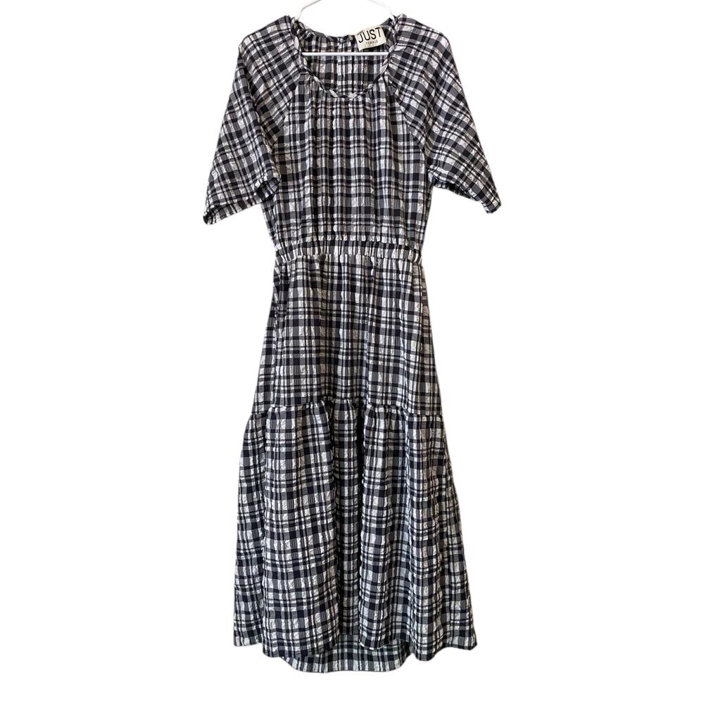 Anthropologie Just Female Hamilton Midi Dress Large Gingham Lightweight Cottage - Picture 6 of 15